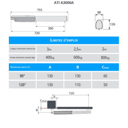 CAME ATI A3000A moteur 230V pour portail battant
