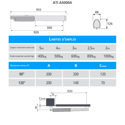 CAME ATI A5000A moteur 230V pour portail battant